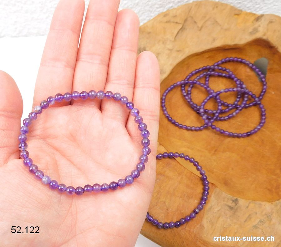 Bracelet Améthyste 4,5 mm / 19 cm. Taille L