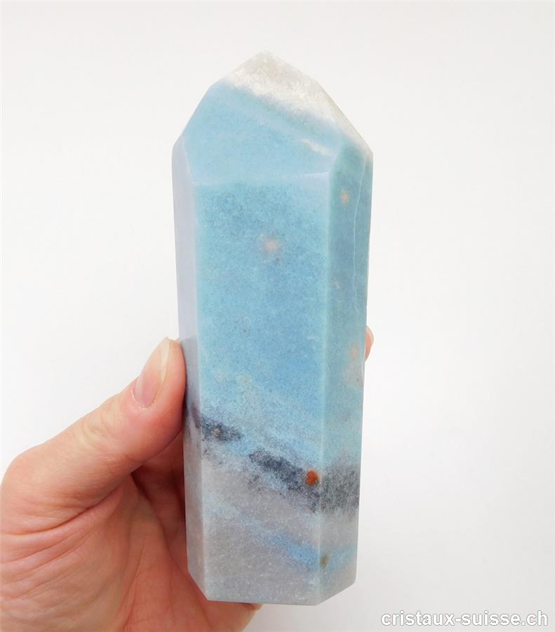 Quartz bleu avec Troïlite, Obélisque 12,5 cm. Pièce unique 279 grammes