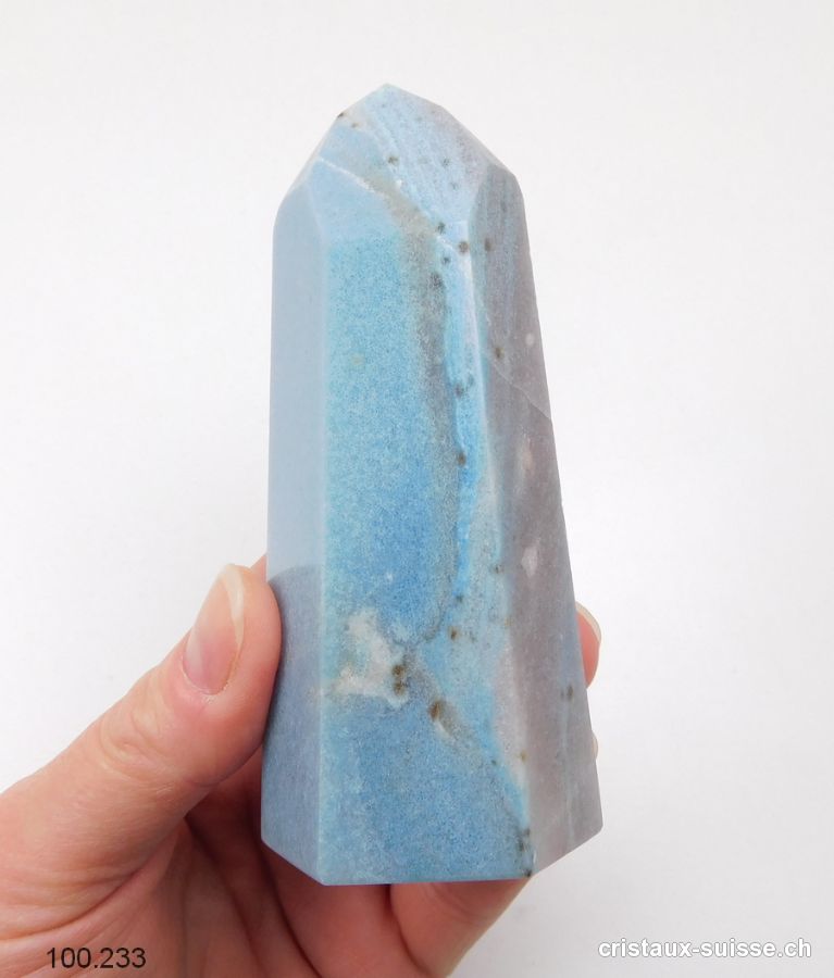 Quartz bleu avec Troïlite, Obélisque 10 cm. Pièce unique 235 grammes