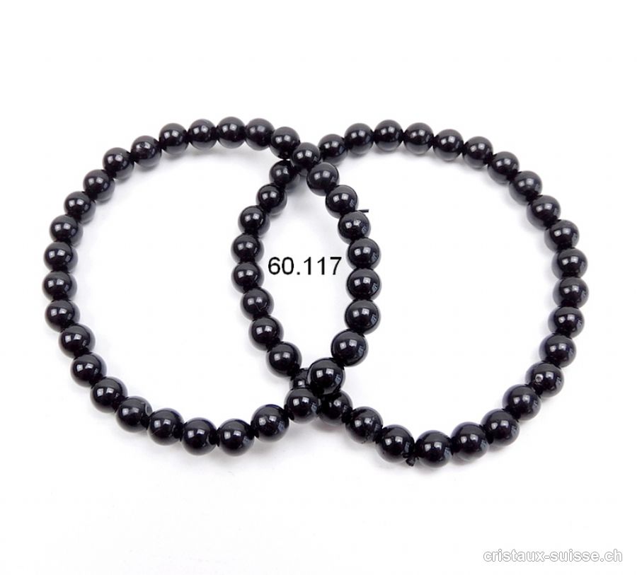 Bracelet Tourmaline noire 6-6,5 mm / 18 cm. Taille M