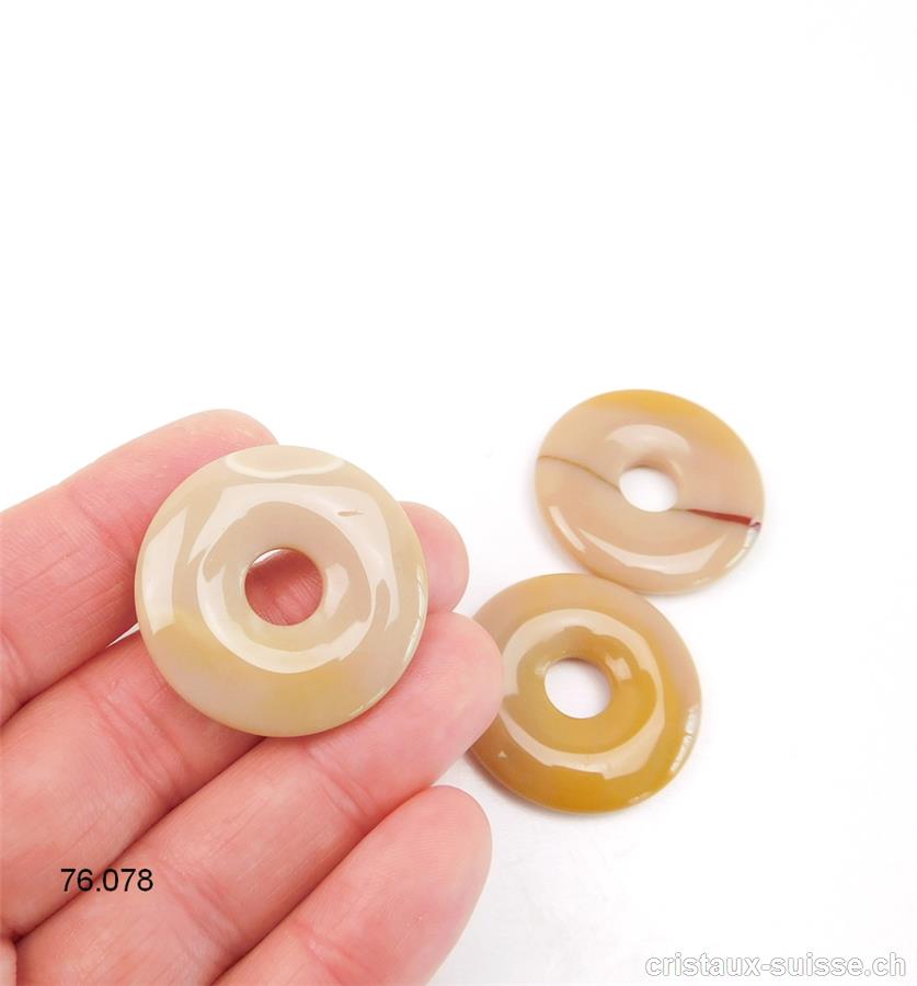 Mookaïte beige-sable avec div. couleurs, donut 3 cm