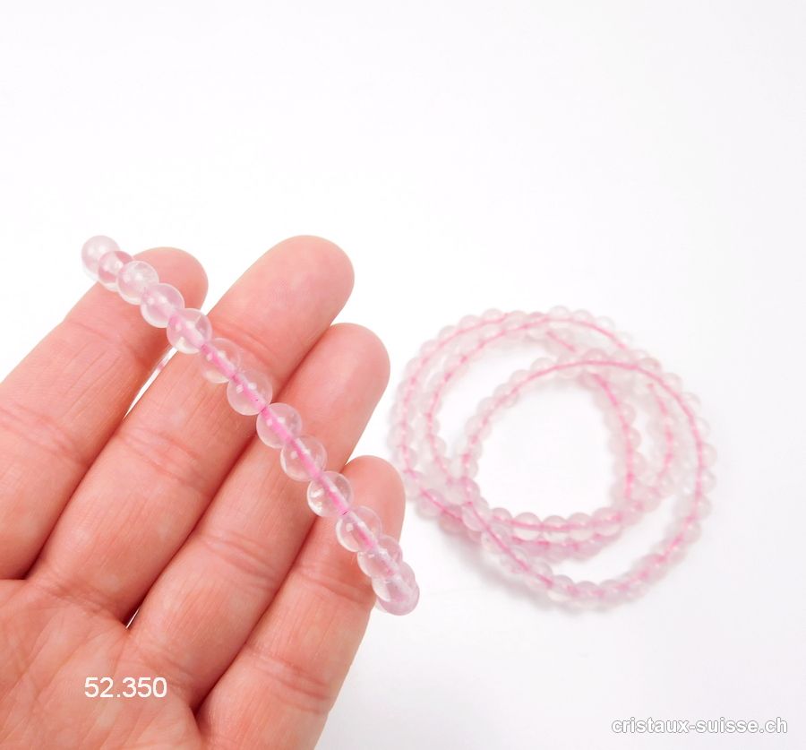 Bracelet Quartz Rose clair 6 mm, élastique 17,5 cm. Taille SM. OFFRE SPECIALE