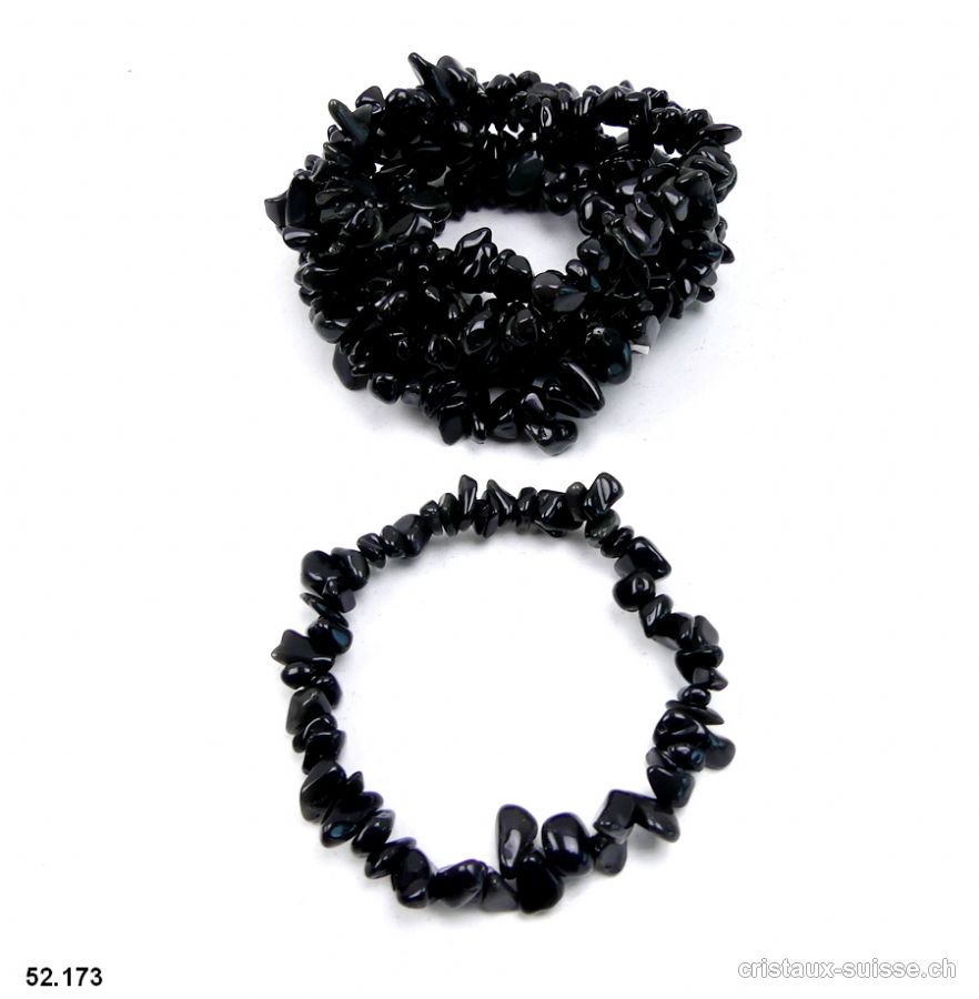 Bracelet Obsidienne noire 18-19 cm. Taille M-L