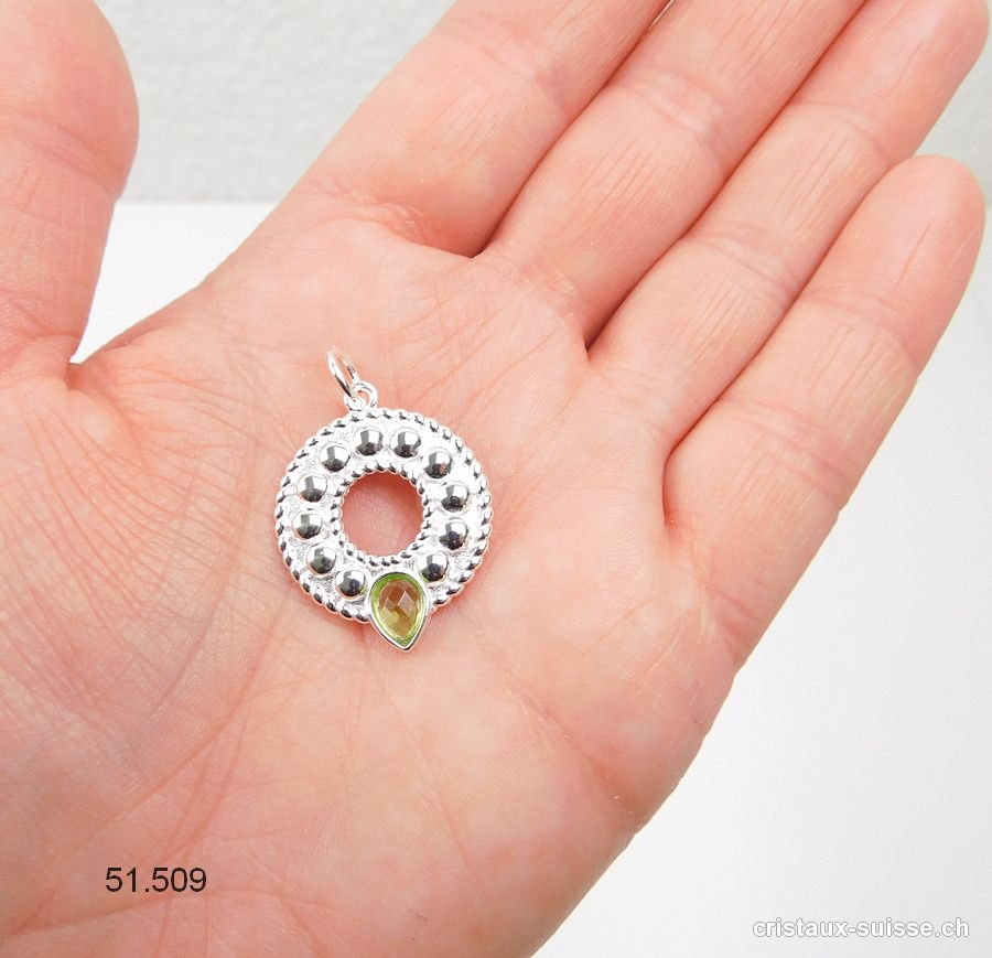 Pendentif Péridot - Olivine facetté en argent 925