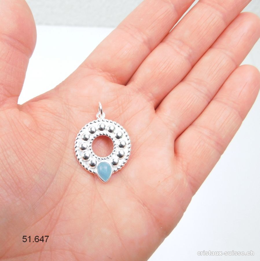 Pendentif Aigue-Marine en argent 925