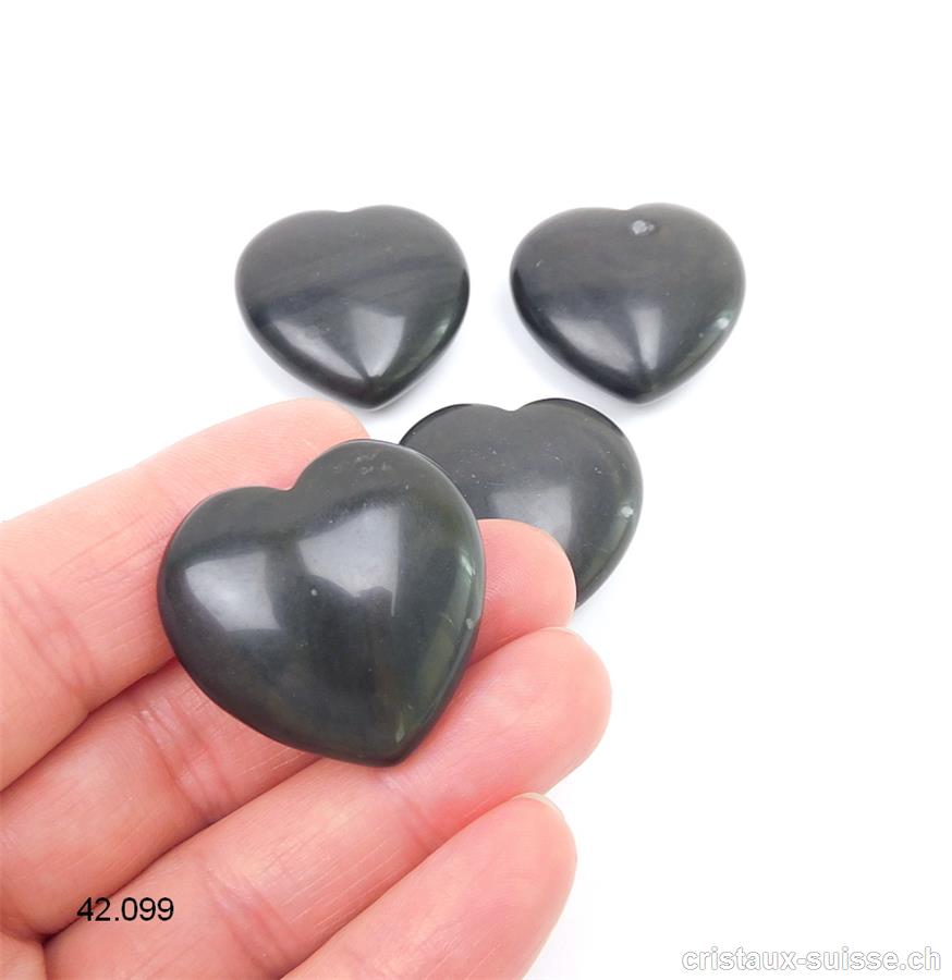 Cristaux Suisse - Coeur Obsidienne noire - anthracite 3 cm. OFFRE SPECIALE
