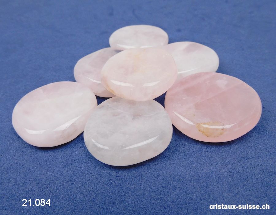 Quartz rose plat, clair 3,7 - 4,2 cm x épais. 1 cm. Taille L