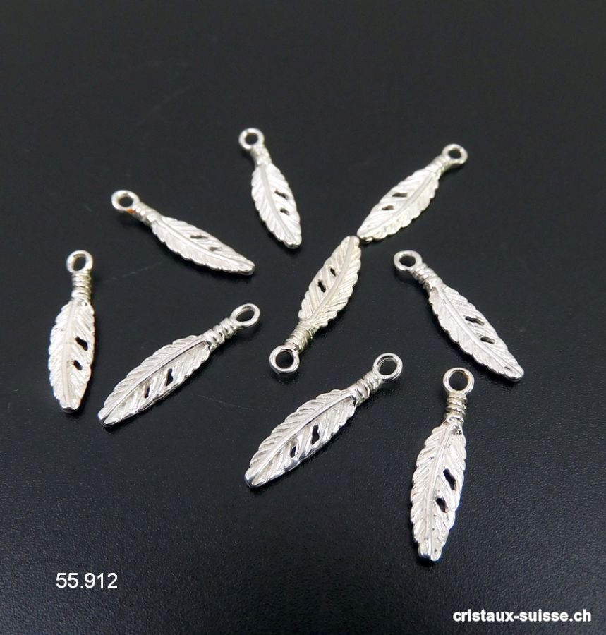 Charm Plume plate en argent 925, 18 mm