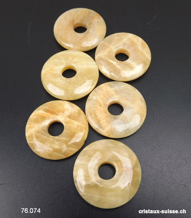 Pierre de Lune beige, Donut 3 cm. OFFRE SPECIALE