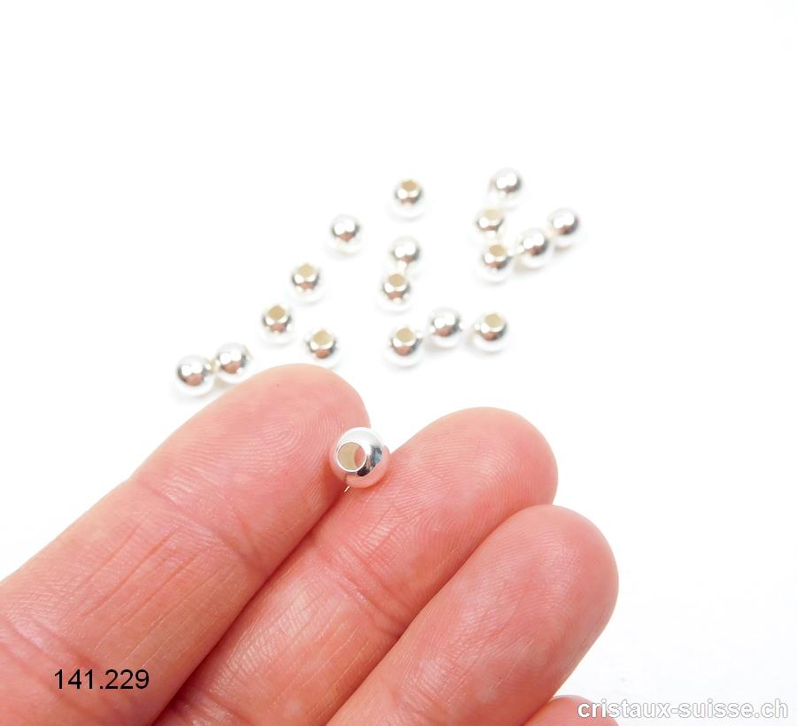 Perle 6 mm / trou 2,4 mm, argent 925