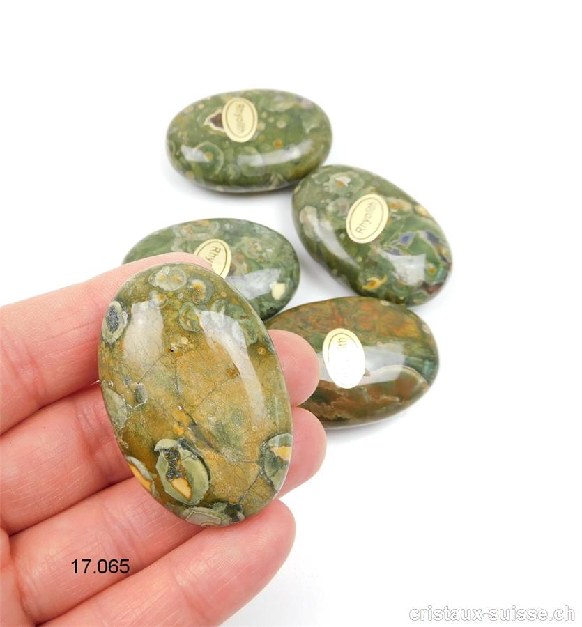 Rhyolite amazonienne brun - vert, pierre anti-stress arrondie 4,5 x 3 cm