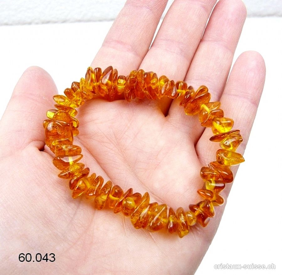 Bracelet Ambre de la Baltique 8 - 12 mm, élastique 18 - 19 cm. Taille M