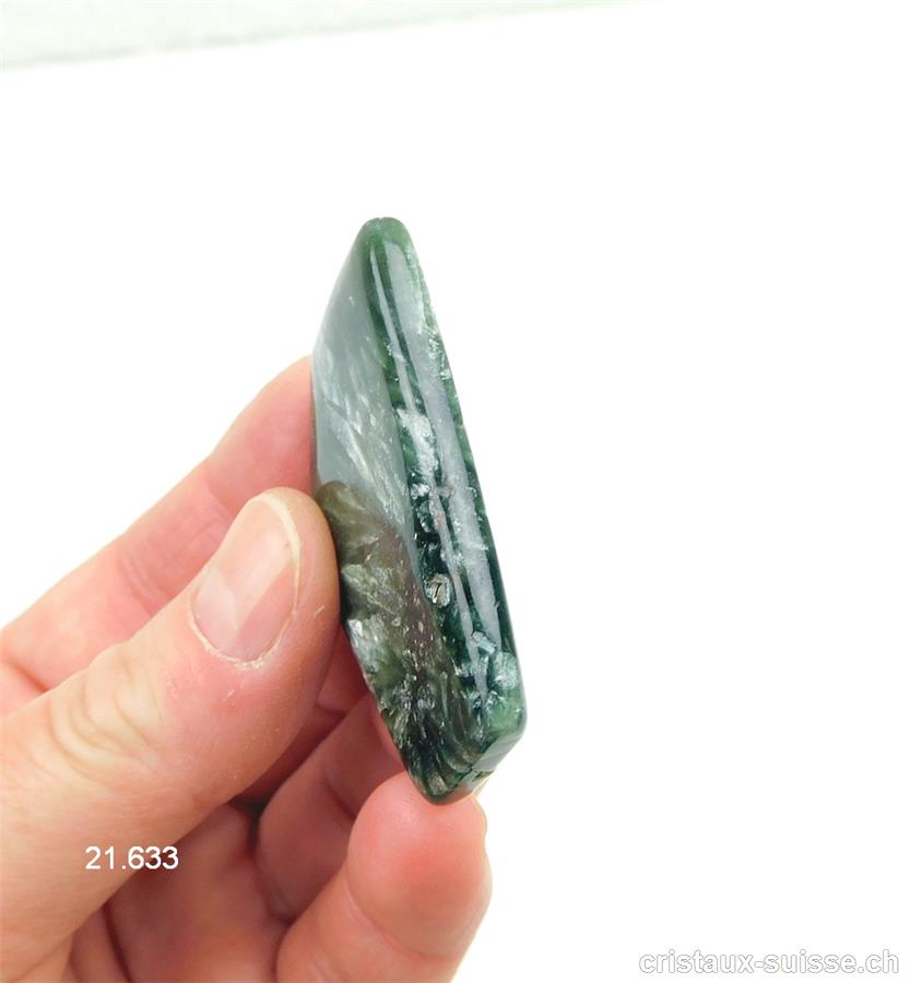 Séraphinite de Sibérie, polygone 4,4 x 3 x ép. 0,6 cm. Pièce unique