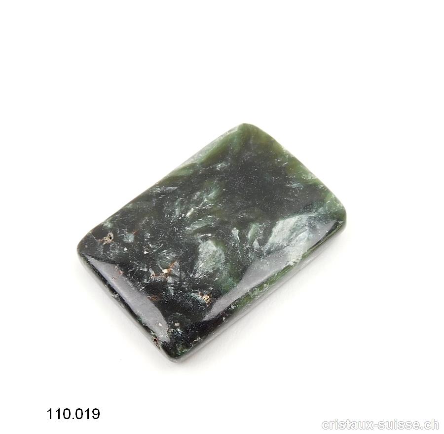 Séraphinite de Sibérie, polygone 3,6 x 2,5 x ép. 0,6 cm. Pièce unique