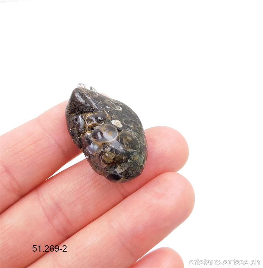 Pendentif Agate Turitelle 2,9 cm avec boucle argent 925. Pièce unique