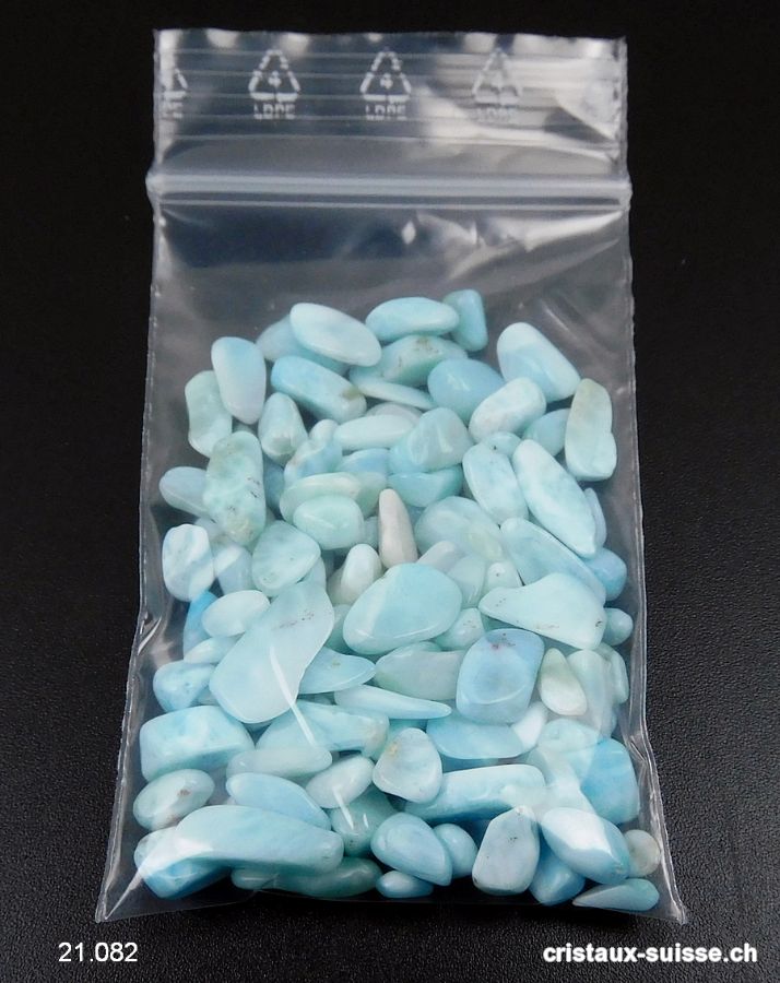 15 grammes Larimar, Granulés XS env.  2 à 10 mm. Offre Spéciale