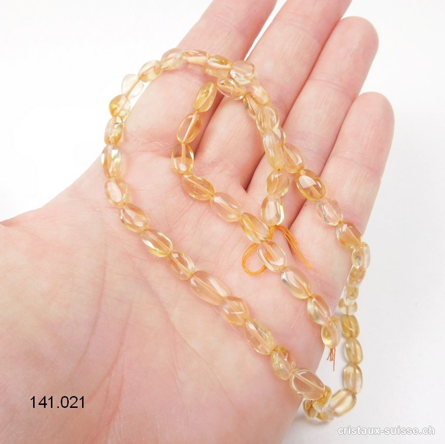 Rang Citrine claire, perles plates 5 à 7 mm / 40,5 cm