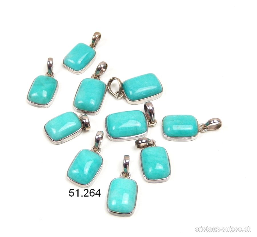 Pendentif Amazonite du Pérou 2,2 x 1,5 cm, en argent 925. OFFRE SPECIALE