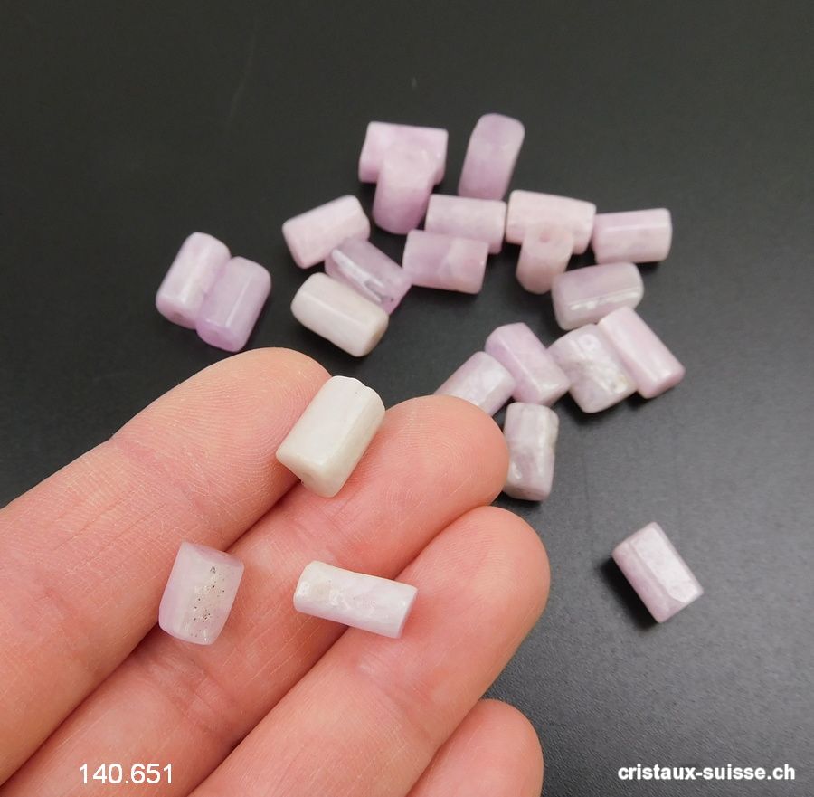 Kunzite rose - beige, tube percé 7 - 10 x 5 - 7 mm. Offre Spéciale