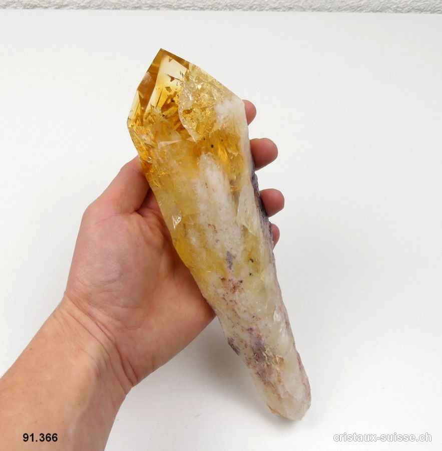 Citrine du Brésil pointe brute GEANTE. Longueur 22 cm. Pièce unique 614 grammes