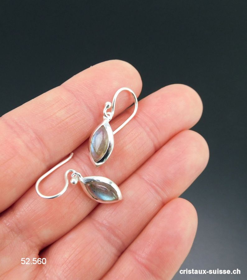 Boucles d'oreilles Labradorite Navette en argent 925