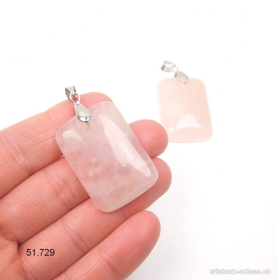 Pendentif Quartz rose Cabochon avec clip en métal amovible