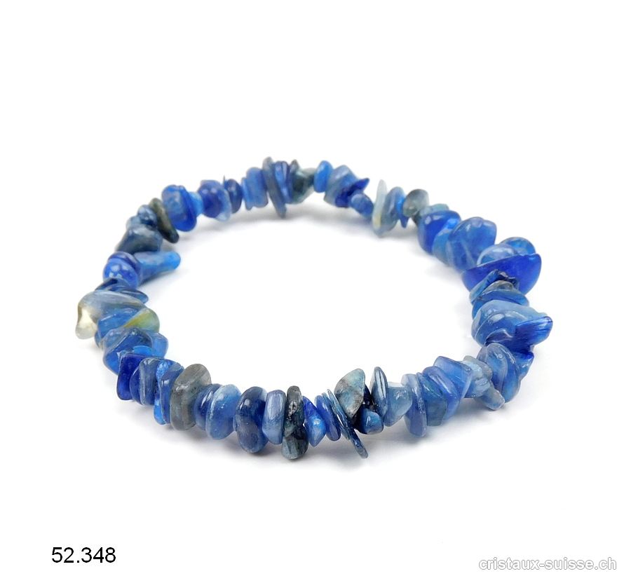 Bracelet Cyanite - Disthène bleu, élastique 18,5 - 19 cm. Taille M - L 