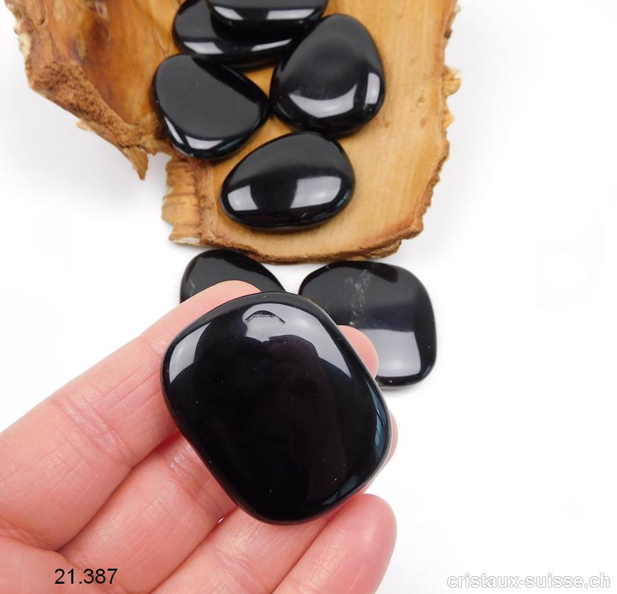 Obsidienne noire plate 4 - 4,5 cm. Taille L-XL