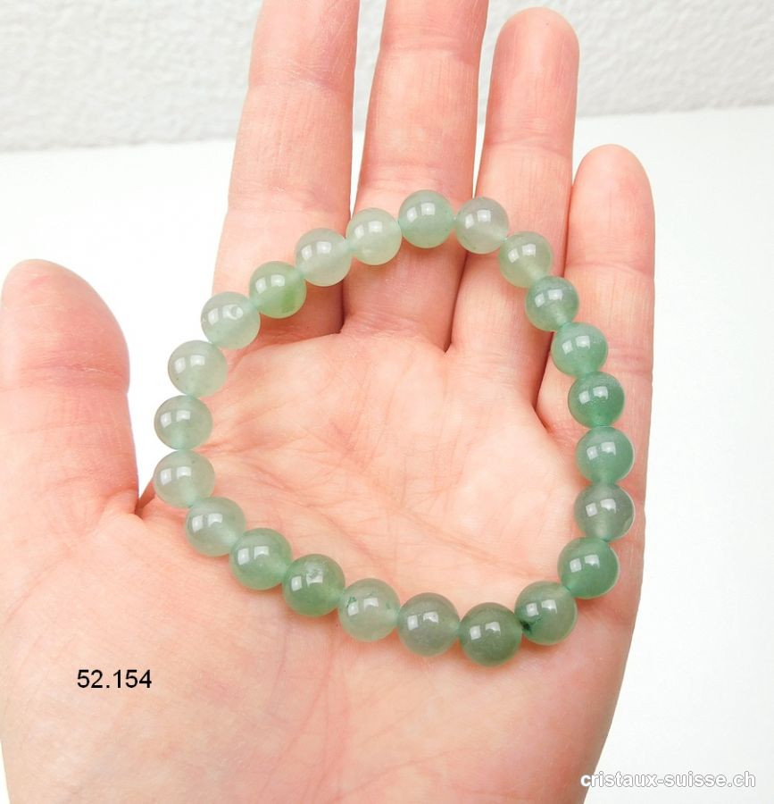 Bracelet Aventurine verte claire 8 - 9 mm / 17,5 - 18 cm