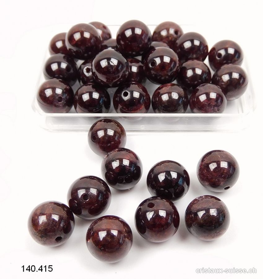 Grenat Almandin foncé, boule percée 9,5 - 10 mm