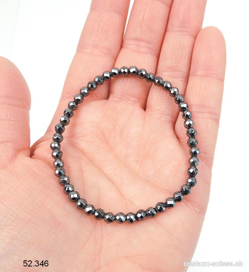 Bracelet Hématite facettée 4 mm / 18,5-19 cm. Taille M-L