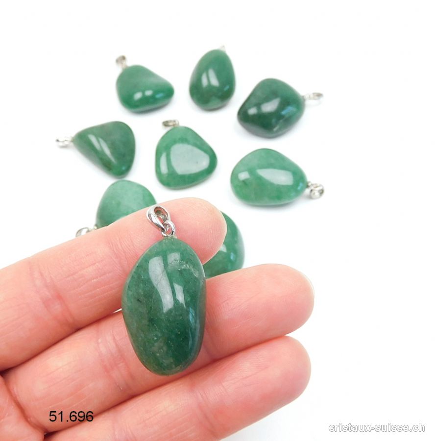 Pendentif Aventurine verte 2 - 2,5 cm avec boucle argent 925