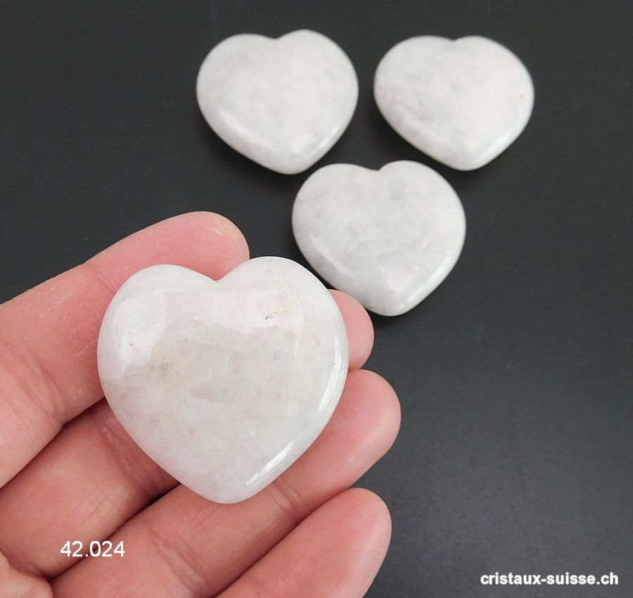 Coeur Quartz blanc 3,5 cm, plat