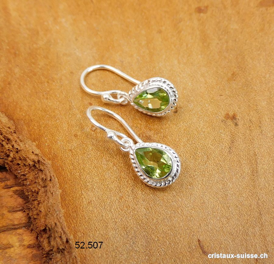 Boucles d'oreilles Péridot facetté en argent 925