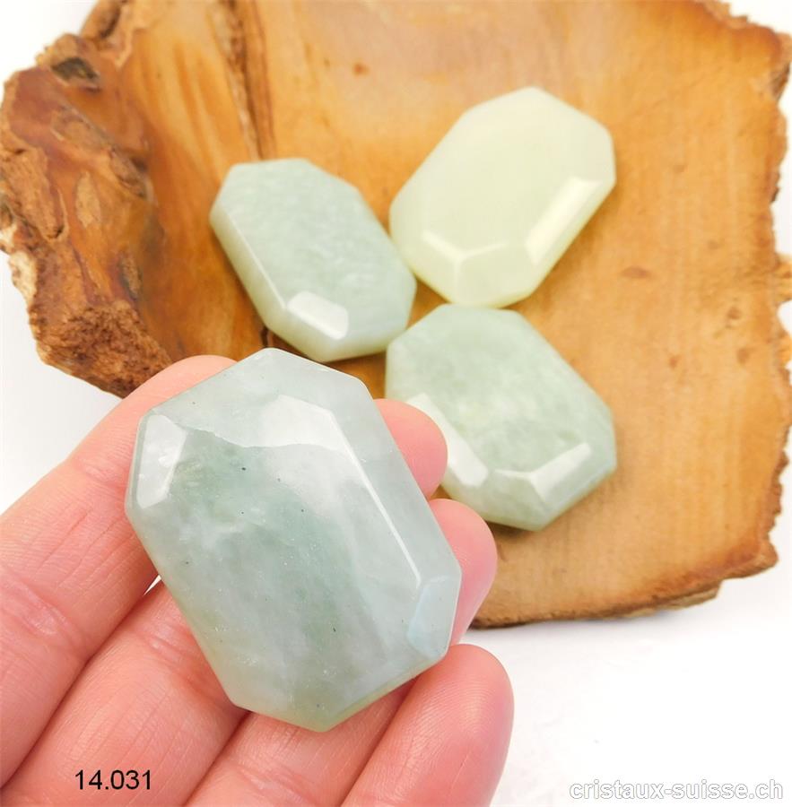 Jade Serpentine verte, pierre anti-stress à pans coupés 4 x 3 cm
