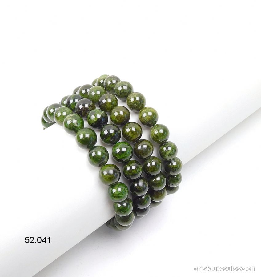 Bracelet Chromdiopside verte 7 mm, élastique 18 cm