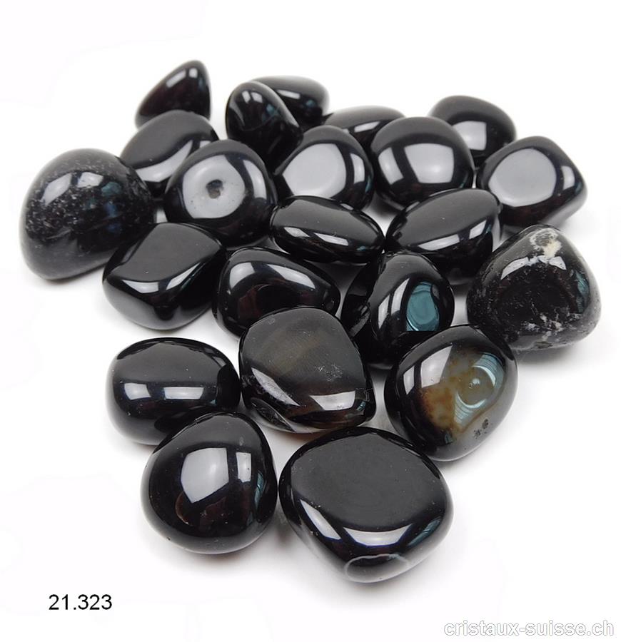 Onyx noir naturel 1,8 - 2,5 cm. Taille S-M. Offre Spéciale