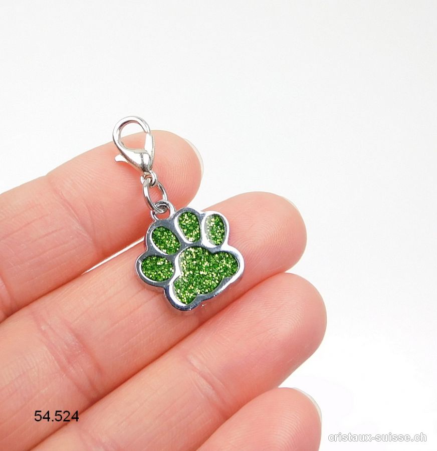 Charm Patte d'animal VERT 1,6 cm, en métal avec fermoir