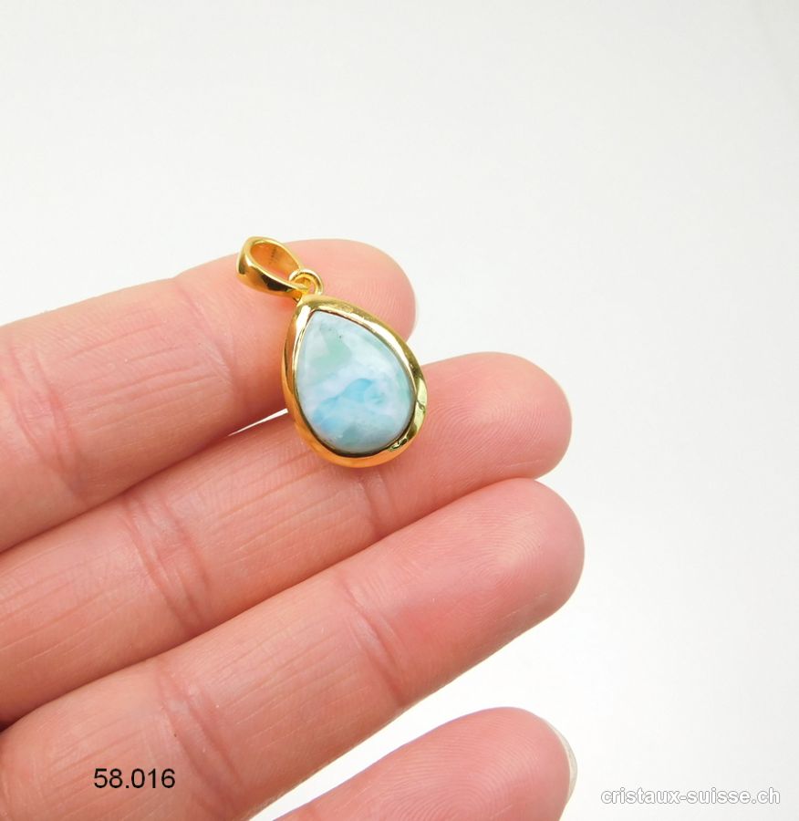 Pendentif Larimar en argent 925 doré