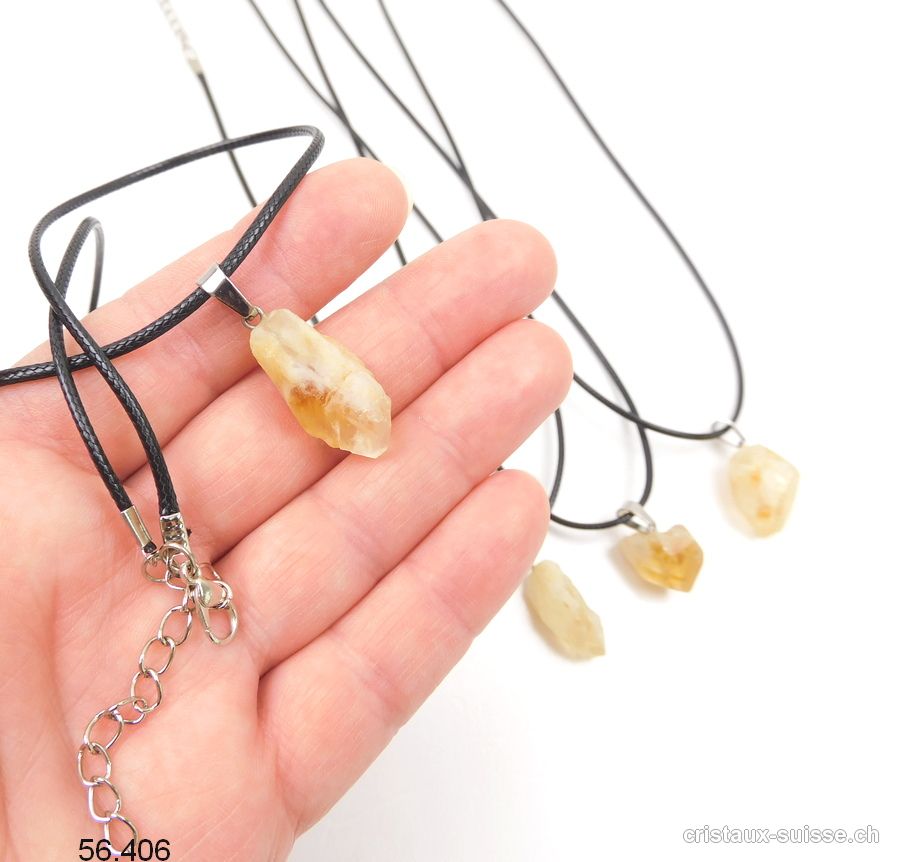 Pendentif Citrine morceau brut 1,5 à 2,5 cm et Collier. Offre Spéciale