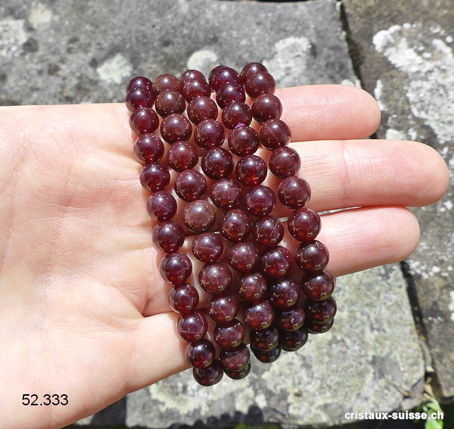 Bracelet Grenat Etoilé 7 mm / 17-17,5 cm. Qual. A. Taille S