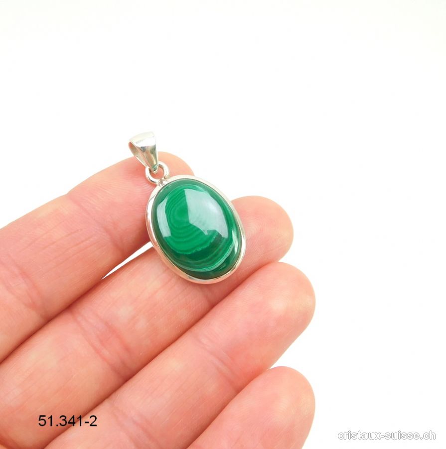 Pendentif Malachite du Congo en argent 925. Pièce unique