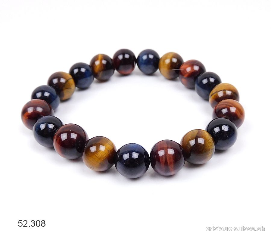 Bracelet Oeil Tigre - Boeuf - Faucon 10-10,5 mm / 18 cm. Taille SM. Offre Spéciale