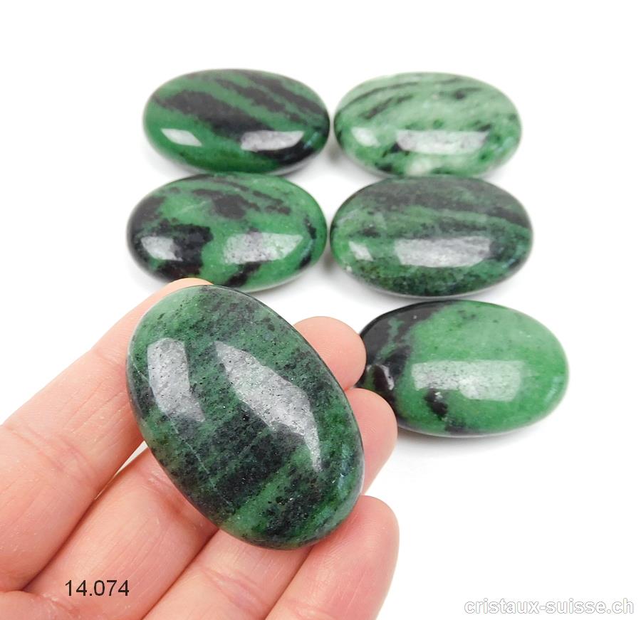 Zoïsite verte - noire, pierre anti-stress arrondie 4,5 x 3 cm