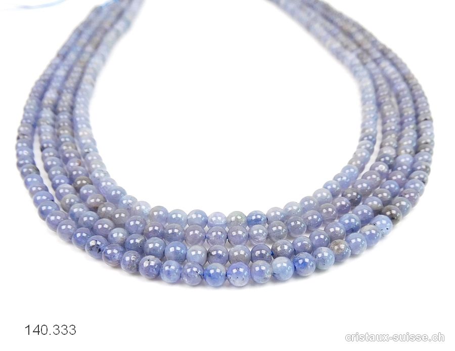 Rang Tanzanite bleu-gris 4 mm / 38 cm, env. 100 boules