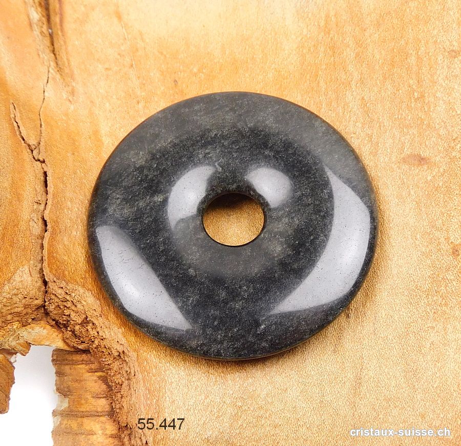 Obsidienne dorée-noire-argentée, donut 5 cm