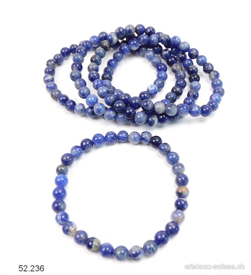 Bracelet Sodalite 6 - 6,5 mm, élastique 18,5 cm. Offre Spéciale