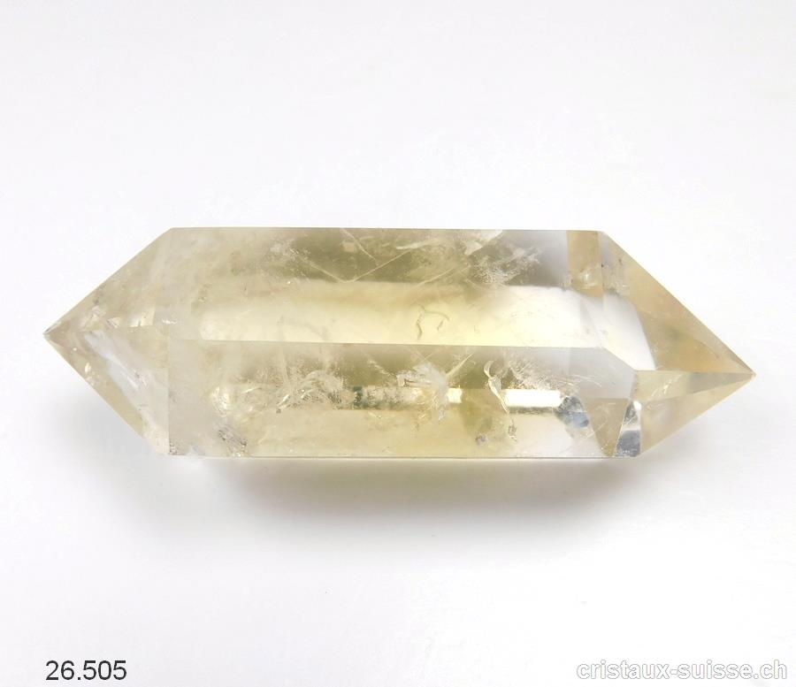 Cristal citriné, taille biterminée 7,5 x 2,5 cm. Pièce unique 77,5 grammes