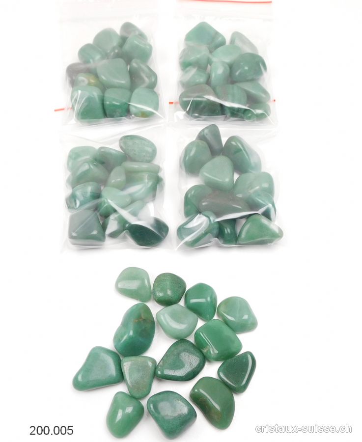 Aventurine verte, pierres roulées AB. Lot 100 Gr.