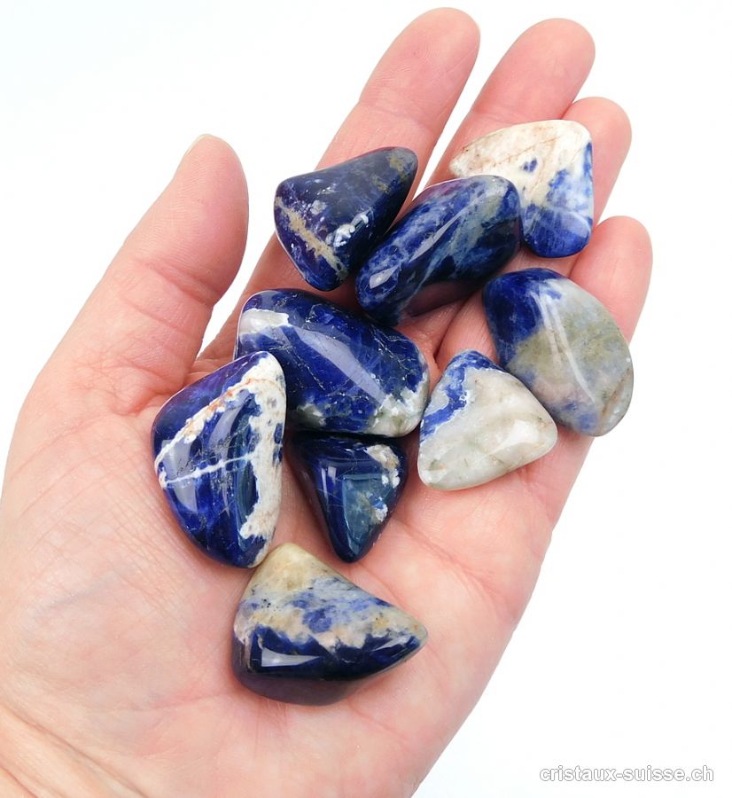 Sodalite, pierres roulées AB. Lot 100 Gr.